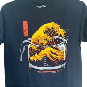 The Great Wave of Coffee Pot Graphic Tee Navy Blue New with Tags Small